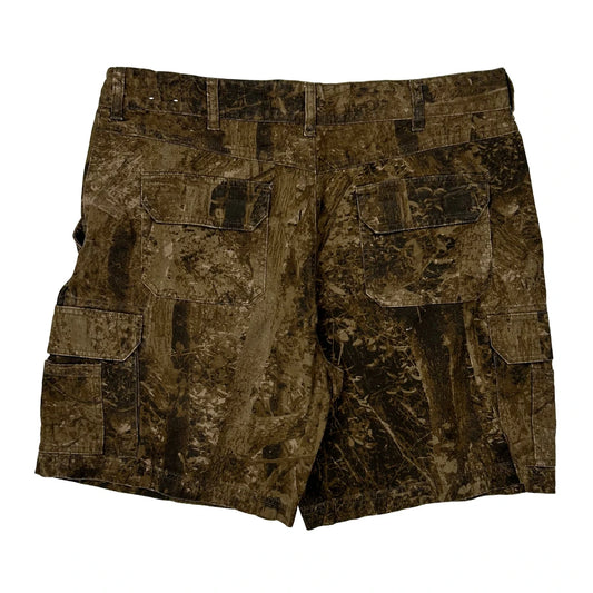 Vintage Reel Legends Camo Cargo Shorts - 36W 8L Brown Cotton