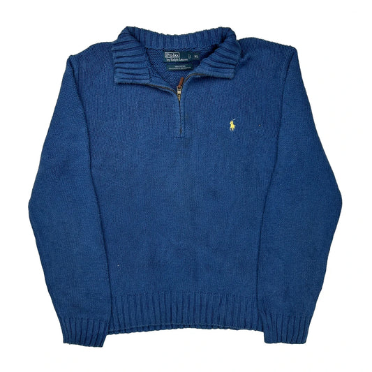 Vintage Polo By Ralph Lauren 1/4 Zip - XL Blue Cotton