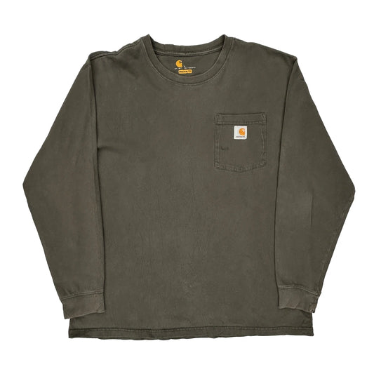 Carhartt Long Sleeve T-Shirt - Large Grey Cotton