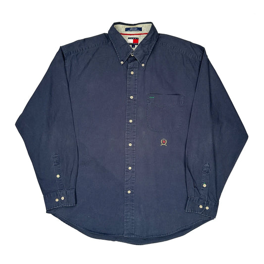 Tommy Hilfiger Collared Shirt - Large Navy Cotton