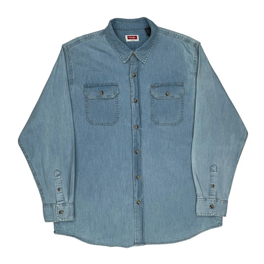 Wrangler Denim Shirt - XL Light Wash Denim