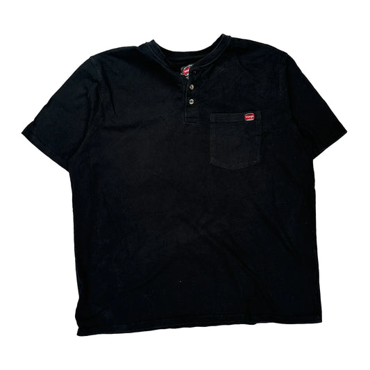 Wrangler Henley T-Shirt - XL Black Cotton
