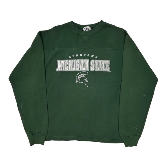 Vintage Michigan State Spartans Lee Sport College Sweatshirt - Large Green Cotton