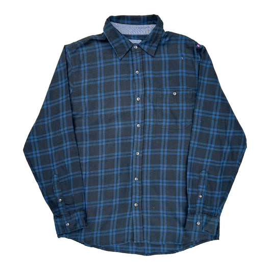 Lee Checked Flannel Shirt - Large Blue Cotton