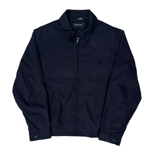 Nautica Checked Harrington Jacket - XL Navy Cotton