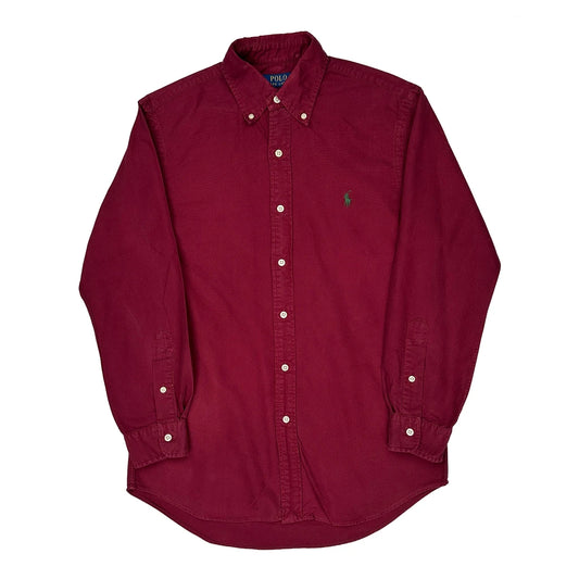 Classic Fit Polo By Ralph Lauren Shirt - Small Burgundy Cotton