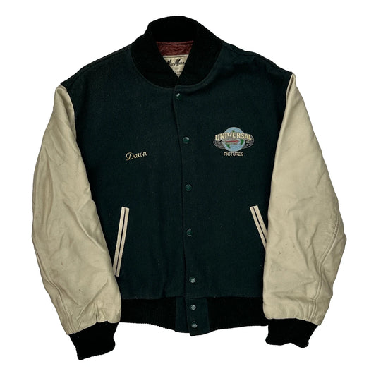 Vintage Universal Pictures Mac Murray Varsity Jacket - Small Beige Leather