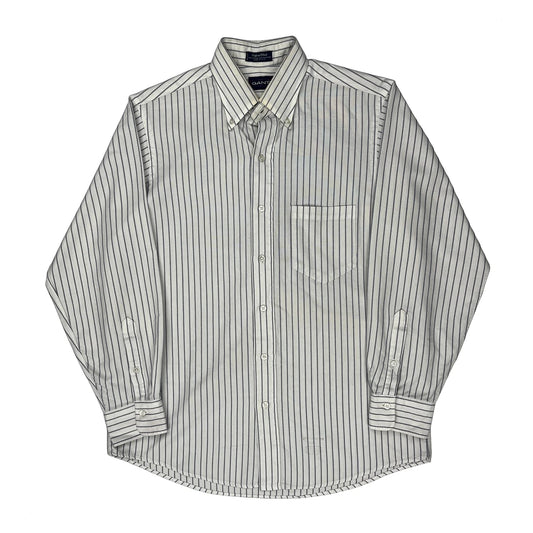 Made In USA Gant Striped Shirt - Large White Cotton Blend