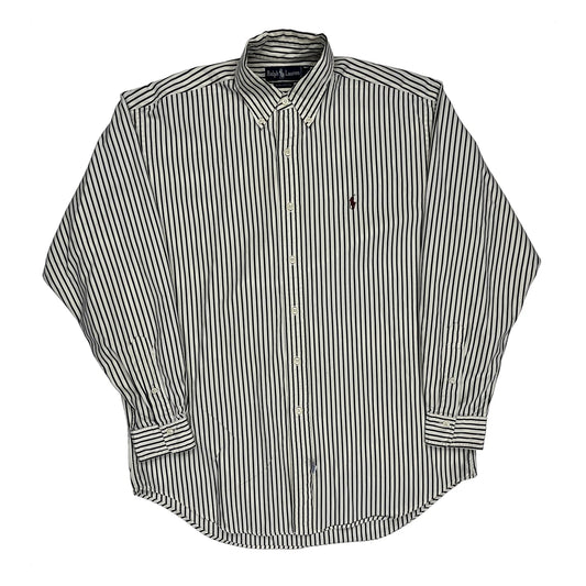 Ralph Lauren Striped Shirt - Medium Black & White Cotton