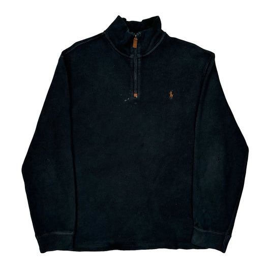 Polo By Ralph Lauren 1/4 Zip - Large Black Cotton