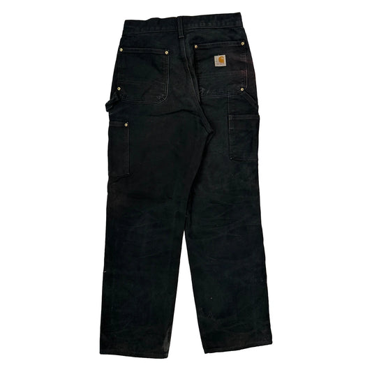 Made In USA Carhartt B01 Blk Double Knee Carpenter Trousers - 28W 30L Black Cotton