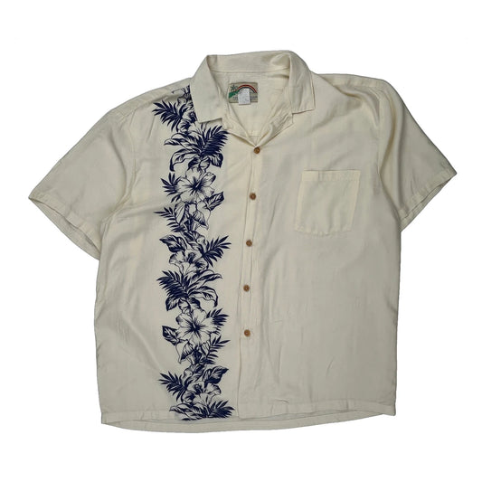 Paradise Found Floral Hawaiian Shirt - XL Blue Viscose