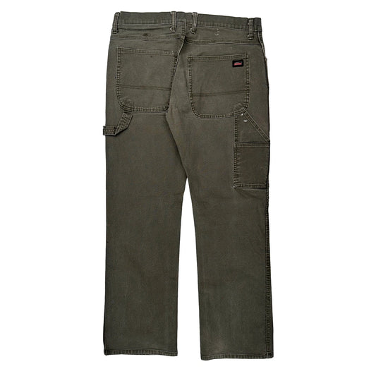Dickies Double Knee Carpenter Trousers - 34W 31L Grey Cotton