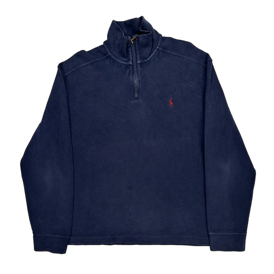 Polo By Ralph Lauren 1/4 Zip - Large Navy Cotton