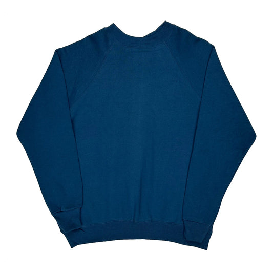 Vintage 90S Blank Hanes Sweatshirt - Medium Blue Cotton Blend
