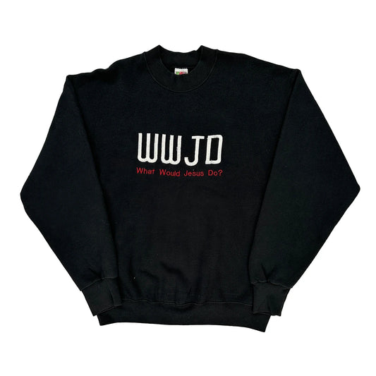Religious Fruit Of The Loom Sweatshirt - Large Black Cotton Blend