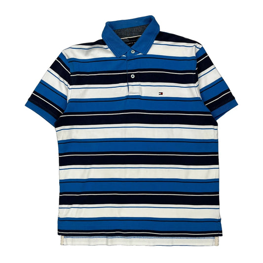 Tommy Hilfiger Striped Polo Shirt - Medium Black Cotton