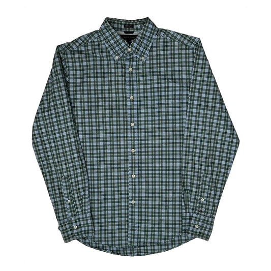 Vintage Tommy Hilfiger Checked Shirt - Medium Blue Cotton