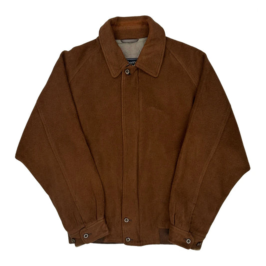 Burberry Leather Jacket - Large Brown Wool
