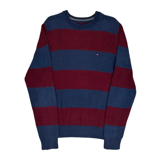 Tommy Hilfiger Striped Jumper - Medium Blue Cotton