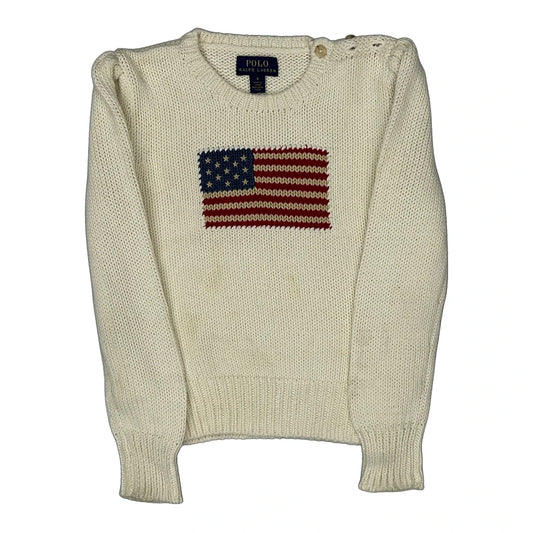 Age 5-6 Polo By Ralph Lauren Jumper - Small Cream Knitted