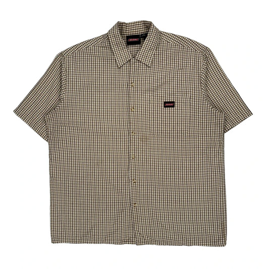 Dickies Checked Short Sleeve Shirt - XL Brown Cotton Blend