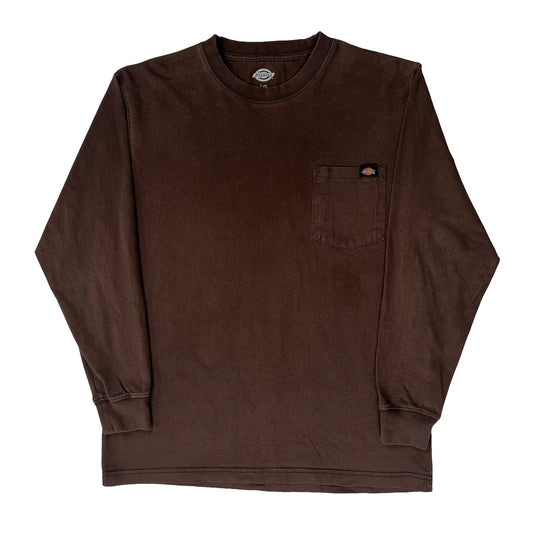 Dickies Long Sleeve T-Shirt - Large Brown Cotton