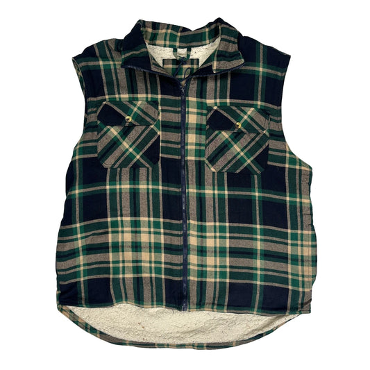 Vintage Unbranded Checked Gilet - XL Green Cotton