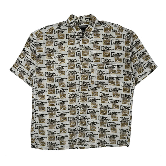 Structure Graphic Short Sleeve Shirt - Small Black Viscose