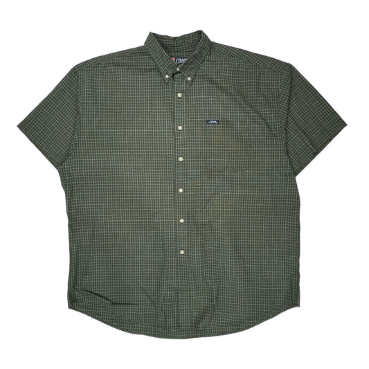 Vintage Chaps Ralph Lauren Checked Short Sleeve Shirt - 3XL Green Cotton