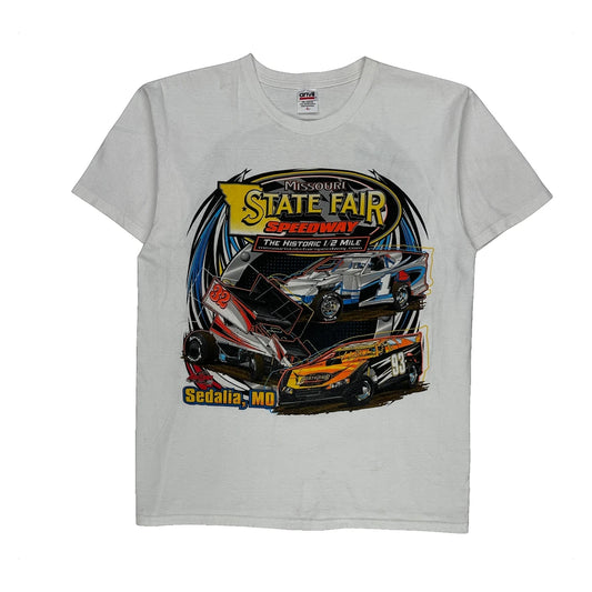 Missouri State Fair Speedway Anvil Graphic T-Shirt - Large White Cotton