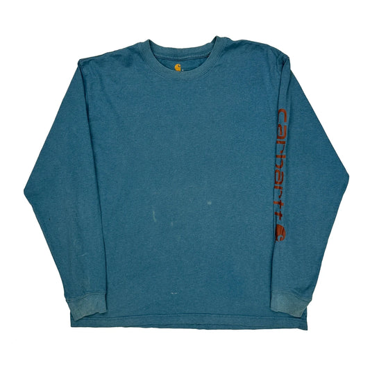Original Fit Carhartt Long Sleeve T-Shirt - Large Blue Cotton