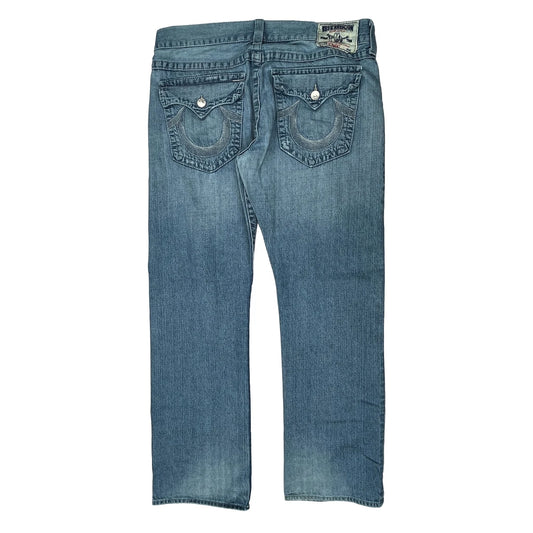 True Religion Contrast Stitch Jeans - 36W 33L Blue Cotton