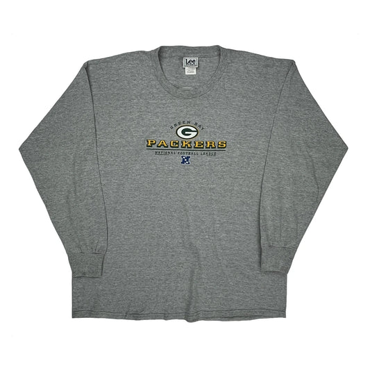 Green Bay Packers Lee Sport Football Long Sleeve T-Shirt - XL Grey Cotton