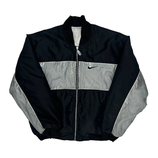 Nike Spellout Bomber Jacket - Medium Black Nylon