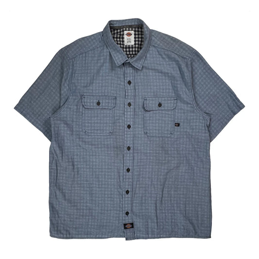 Dickies Checked Short Sleeve Shirt - 2XL Blue Cotton