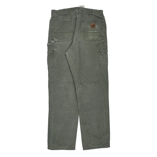 Original Dungarees Fit Carhartt Double Knee Carpenter Trousers - 32W 33L Green Cotton