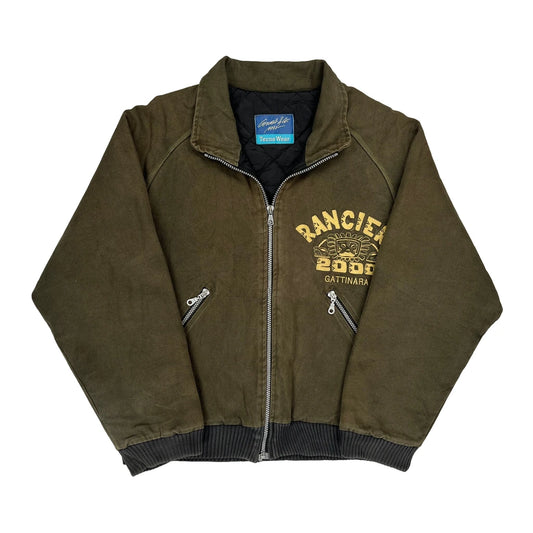 Ranciere 2000 Gattinara Unbranded Graphic Bomber Jacket - Large Brown Cotton