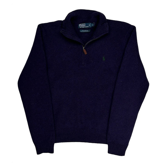 Polo By Ralph Lauren 1/4 Zip - Large Purple Wool