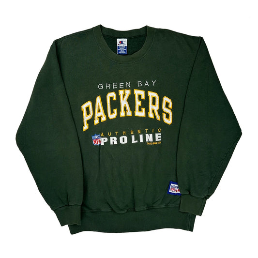 Vintage Green Bay Packers Champion Football Sweatshirt - XL Green Cotton