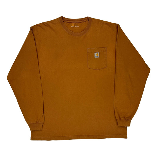 Carhartt Long Sleeve T-Shirt - Large Brown Cotton