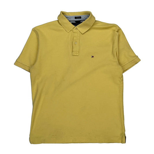 Tommy Hilfiger Slim Fit Polo Shirt - Large Yellow Cotton