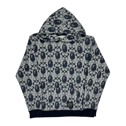 A Bathing Ape Coach Collab Aop Hoodie - Large Grey Cotton