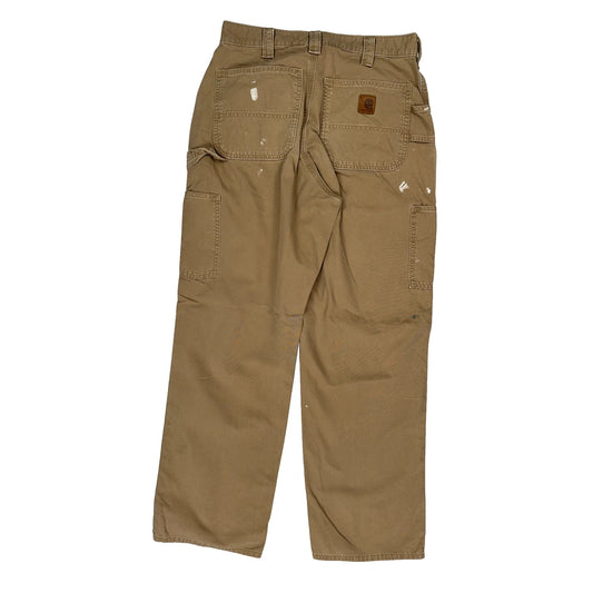 Workwear Carhartt Double Knee Carpenter Trousers - 30W 31L Khaki Cotton