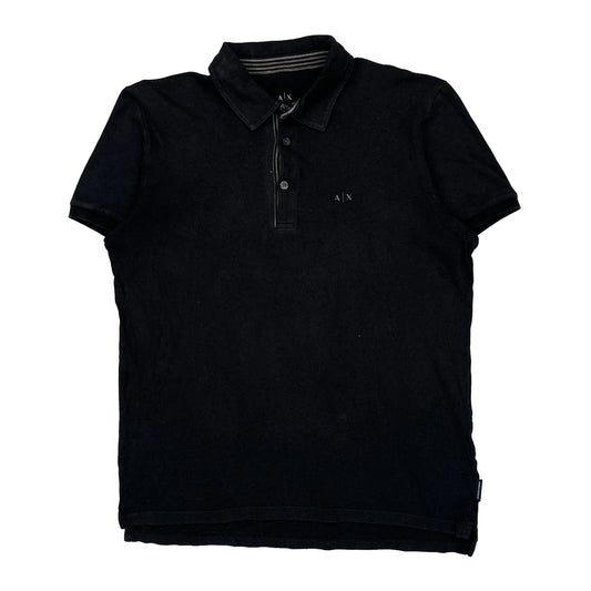 Armani Exchange Polo Shirt - Medium Black Cotton