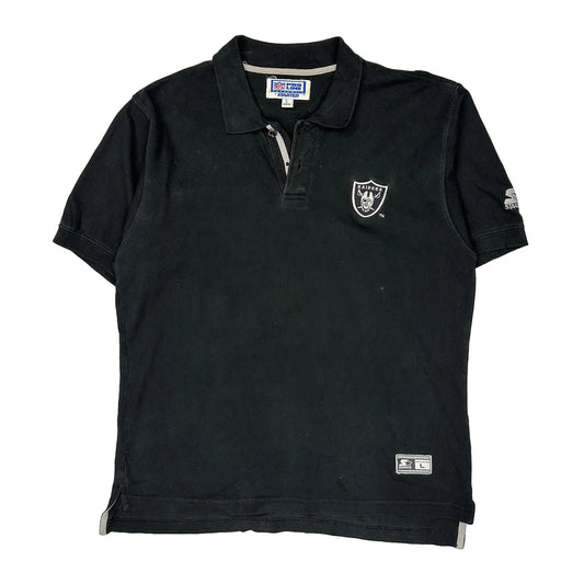 Raiders Starter Nfl Polo Shirt - Large Black Cotton