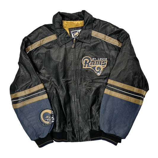 Vintage St. Louis Rams Gii Football Leather Jacket - XL Black Leather