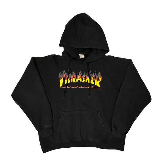 Skateboarding Thrasher Graphic Hoodie - Large Black Cotton