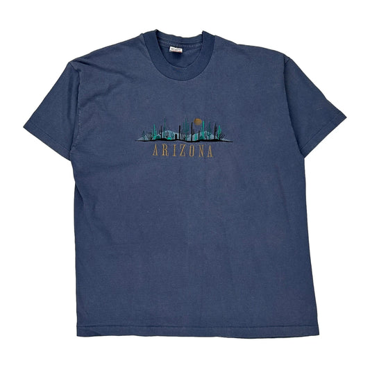Arizona Fruit Of The Loom Single Stitch T-Shirt - XL Blue Cotton