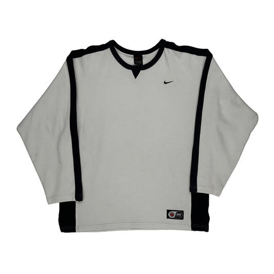 Nike Two Tone Long Sleeve T-Shirt - Medium White Cotton